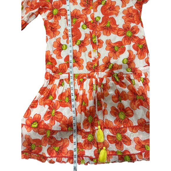 ModaPosa Shirt Dress Penelope Puff-Sleeve Drop-Waist Pockets Poppy Cotton Size S - Picture 6 of 8